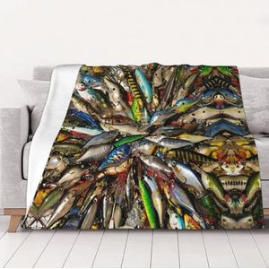 Gezellige deken voor visaas, veelzijdige, zachte, warme deken, flanellen plaids voor bank, meerdere maten