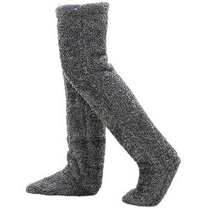 Snuggle Paws Sock Slippers,Snuggs Cozy Socks,Warm Over Knee Fuzzy Socks,Plush Warmth Long Socks for Women (One Size,Grey)