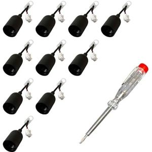 10 x bouwfitting lamp fitting renovatie fitting E27 zwart met steekklem