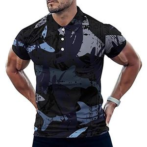 Blauwe Camo Haaien Grappige Mannen Polo Shirt Korte Mouw T-shirts Klassieke Tops Voor Golf Tennis Workout