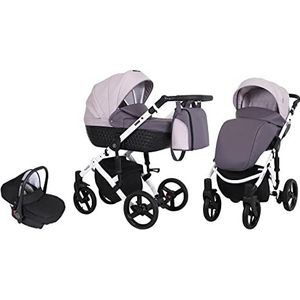 Kinderwagen, 3-in-1, 2-in-1, Isofix, keuze uit 4 framekleuren, by SaintBaby Purple Kiss on White Ti-02-W 2-in-1 zonder babyzitje