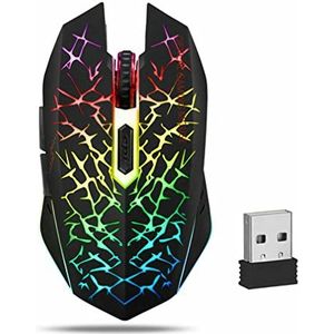 Draadloze gamingmuis 7 kleuren, oplaadbare optische stille muizen met USB-ontvanger 6 knoppen voor Mac Notebook PC Laptop DPI (2400/1600/800)
