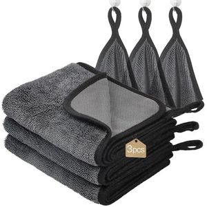 WUFANC 3-delige Microvezeldoeken - 60 cm x 40 cm Professionele Droogdoeken zonder Pluizen, Hoge Absorptie - Voor Reiniging van Auto's, Motoren, Ramen en Glas