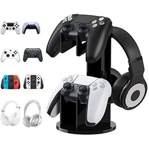 MoKo - Universele Stand - Gamecontroller en Hoofdtelefoonhouder - Zwart - Hoogwaardige Acryl
