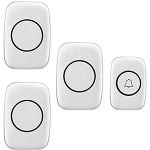Draadloze deurbel Draadloze deurbel waterdicht, 1 zender, 3 ontvangers, stopcontact, bereik van 300 m, 36 melodieën, knipperende led-lampjes, zwart-wit(White)