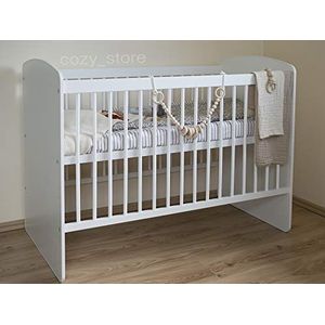 SOCOZY® | Wit massief dennenhout babybedje I 120x60 I bed voor baby | 3 matrasposities | ECO verf | minimalistisch |