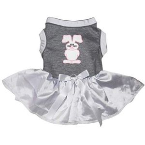 Petitebelle Leuke Bunny Katoen Shirt Tutu Puppy Hond Jurk, X-Large, Grijs/Wit