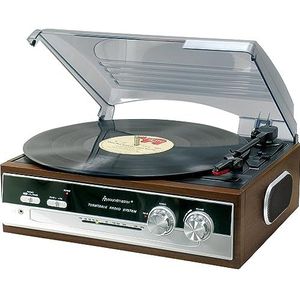 Soundmaster PL186H Retro Vintage Nostalgie platenspeler met radio en hoofdtelefoonaansluiting 3 snelheden 33/45/78 RPM stereoluidspreker