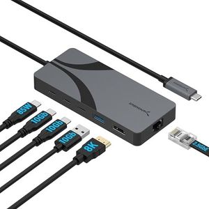 SABRENT USB C Hub Travel USB Docking Station, 8K HDMI-poort, RJ45 Ethernet-poort, 10 Gbps USB-poorten, 85 W USB C PD 3.0, Multi Port USB Extension Hub (HB-U4HP)
