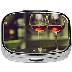 Rode Wijn Pillendoos Rechthoek Pil Case 2 Compartiment Geneeskunde Pil Organizer Draagbare Reizen Pillendoos Geneeskunde Vitamine Kabeljauw Leverolie Opbergdoos Leuke Unieke Gift Organizer