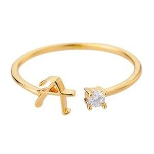 AZ Initiële Ringen voor Vrouwen Open Verstelbare Roestvrij Staal Trouwring Trend Gouden Kleur Paar Sieraden Accessoires -7-A-Rose gouden kleur