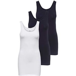 ONLY Dames Onllive Love Long Tank Noos Top, wit/blauw (1x wit/2x Night Sky), S