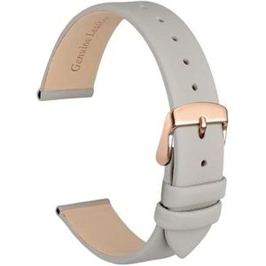 Jeniko Echt Lederen Horlogeband 8mm 10mm 12mm 14mm 16mm 18mm 20mm Armband For Dames Roestvrijstalen Gesp Vervangende Band (Color : Grey-Rose, Size : 14mm)