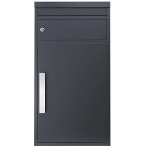 SafePost Pakketbrievenbus XXL antraciet met brievenbus, weerbestendig, roestvrij, vrijstaand, voor buiten, 65 m, pakketbox met brievenbus, pakketbox, XXL pakketstation, pakketvak, RAL 7016
