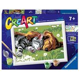 Ravensburger CreArt Sleeping Cats and Dogs Paint By Numbers for Children - Painting Arts and Crafts Kits for Ages 7 Years Up