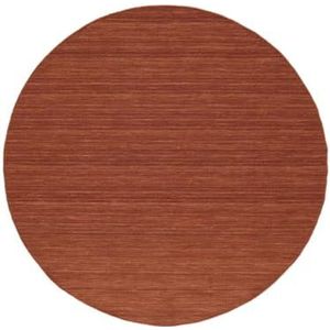 RugVista Handloom flat, Vloerkleed, Kelim Modern, Ø 150 cm, Rond, Laagpolig, Woonkamer, Slaapkamer, Hal, Alleen chemisch reinigen, Care & Fair gecertificeerd, Roestkleur