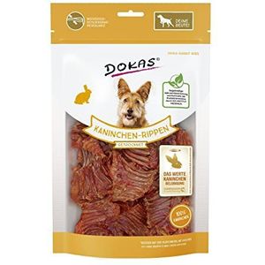DOKAS Konijnribben – graanvrije premium natuurlijke snack voor honden van gedroogde konijnenribben – 1 x 100 g