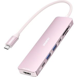 BENFEI 7-in-1 USB C Hub met HDMI (4K@60Hz), 2 USB-A, 1 USB-C Data, 100W opladen, SD/TF kaartlezer, Silicone Tangle-Free kabel, compatibel met MacBook Pro/Air, iPad Pro, iMac, iPhone 15