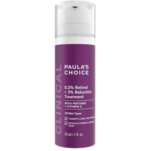Paula's Choice CLINICAL 0,3% Retinol & 2% Bakuchiol behandeling – anti-aging serum vermindert rimpels en bruine vlekken – met peptiden – alle huidtypes – 30 ml