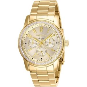 Invicta Dames analoog Zwitsers quartz horloge met roestvrij-stalen band 17020, Goud, Standard, Casual