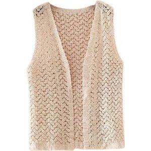 Gilets - Donkergroen - Gehaakt Vest - Mouwloos - Retro - Kort