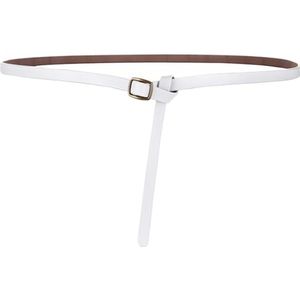 Smalle leren riemen for dames, decoratieve tailleband for jurk, rok of overjas, gordelbreedte 1,0 cm(White,120cm)