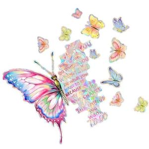 Vlindermuursticker, vlindermuurstickers - Waterdichte kleurrijke PVC-muursticker - Verwijderbare motiverende muursticker, Peel-Off Window Decor