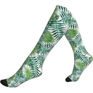 DEXNEL Transparante Palm Leaf Patroon Compressie Sokken Voor Mannen Vrouwen 20-30 Mmhg Compressie Sokken Voor Sport Ondersteuning Sokken, 1 zwart, Eén Maat