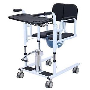 GLDWEY Patiëntenlift-transfer-mobiliteitsstoel, patiëntenlift voor hydraulische patiënten, rolstoel voor draagbare overdracht, verzorgingsstoel, lift met 180 graden splinterstoel en kussen, badkamer