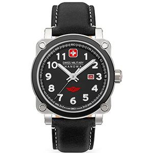 Swiss Military Hanowa Heren analoog kwarts horloge met roestvrij stalen armband SMWGB2101302, zwart, Riem