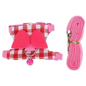 Roze geruite borstband, veiligheidsvest huisdier harnas, klein dier klein konijn eekhoorn chinchilla voor fret(M)
