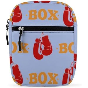 Rode Bokshandschoenen Mini Crossbody Tas Unisex Anti-Diefstal Side Schoudertassen Reizen Kleine Messenger Bag