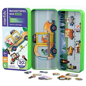 mierEdu Magneetspelbox, auto's, bevordert motoriek en fantasie, ideaal voor thuis en als reisspel voor kinderen, magnetisch speelgoed voor kinderen, speelgoed vanaf 3 jaar