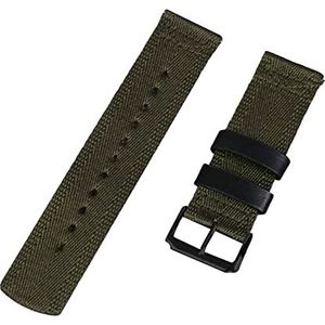 Horlogeband, 20/22/24mm Sport Waterdicht Vintage Geweven Nylon Horlogeband Heren Vervanging Horlogeband Armband for Smart Watch (Color : Army Green Black Clasp_24mm)