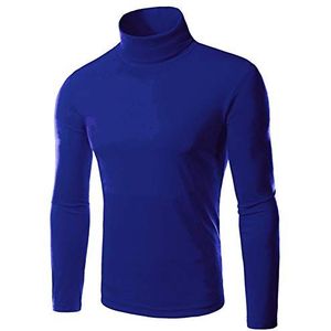 HAHAEMMA Mann Turtle Polo Neck Rolkraag Lange Mouw Katoen Onderkant T-shirt Jumper Tops Slank Effen Winter Elastische Tops Bovenstuk Trui, donkerblauw, XL