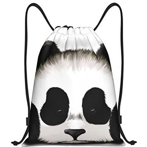 QQLADY Leuke Panda Trekkoord Gym Rugzak Voor Mannen Vrouwen Waterdichte String Bag Reizen Wandelen Sackpack, Zwart, Medium, Reisrugzakken