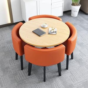 Eettafel Met Stoelenset, Ronde Salontafel En Stoelenset, Stoelcombinatie, Winkels Vergaderingen Kleine Ronde Tafels Kantoor Vergadertafels (Kleur : Orange A, Maat : 90cm)