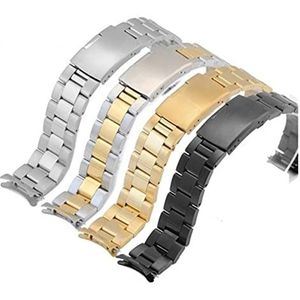 ENICEN 16 18 mm 21 mm 24 26 mm 22mm 20mm gebogen uiteinde roestvrijstalen horlogeband band geschikt for Samsung Galaxy horloge Active2 4 6 mm 44mm Horlogeband (Color : Silver gold, Size : 26mm)