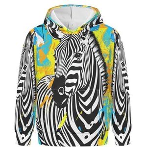 KAAVIYO Lijntekening Art Zebra Hoodies Atletische Hoodies Leuke 3D Print Sweatshirts voor Meisjes Jongens, Patroon, M