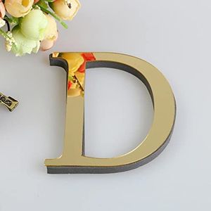 Muursticker 3D, 15 cm, goud - heel alfabet en cijfers - wanddecoratie grote spiegel deco home muur bruiloft sticker klein acryl muurtattoo feestdecoratie decoletters medium bar - letter D
