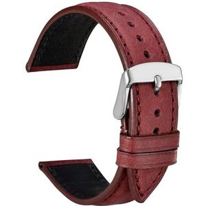 AZSHIW Compatibel met 14 mm 18 mm 20 mm 22 mm nubuck Italiaans lederen horlogeband armband vervangende horlogeband compatibel met dames heren zwart groen blauw rood(Burgundy-Sliver,18mm)