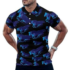 Retro Running Paarden Casual Poloshirts Voor Mannen Slim Fit Korte Mouw T-shirt Sneldrogende Golf Tops Tees XL