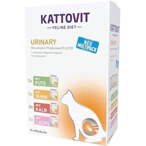 Kattovit Urinary Multipack | 12 x 85 g | Dieetvoeding voor katten met 4 verschillende soorten in friscchezak