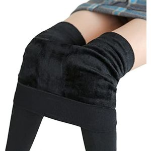 Leggins hoge taille effen kleur fluwelen vrouwen leggings stretchy zwarte legging (Color : Black)