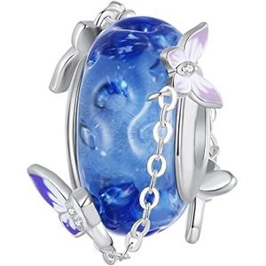 BIXPAK 925 sterling zilveren vlinder kwastje spacers bedels bungelende kralen, DIY blauwe elegante hanger cadeau for vrouwen meisje compatibel met Pandora bedelarmband en kettingen SCC2461