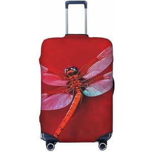 WSOIHFEC Libelle op rode achtergrond print koffer cover gepersonaliseerde reizen bagage cover trolley hoes reizen bagage beschermer cover fit 18-32 inch bagage hoezen, Zwart, L