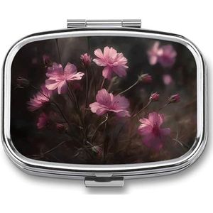 Leuke Pil Organizer Groeiende Perzik Bloemen Gedrukt Draagbare Reizen Pillendoos Mini Pillendoos Kan Buiten worden gebruikt