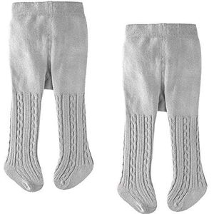 LXGKREL Panty voor baby's, meisjes, jongens, katoen, gebreide panty, zacht, warm en elastisch, 2 stuks, 0-24 maanden, lichtgrijs, 0-6 maanden