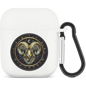 Ram Sterrenbeeld Leuke Case voor AirPods 2&1 Schokbestendige Beschermende Hoofdtelefoon Gevallen Cover Met Sleutelhanger voor Mannen Vrouwen