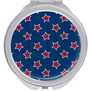 Amerikaanse vlag Stars-01 compacte spiegel ronde zak make-up spiegel dubbelzijdige vergroting opvouwbare draagbare handspiegel